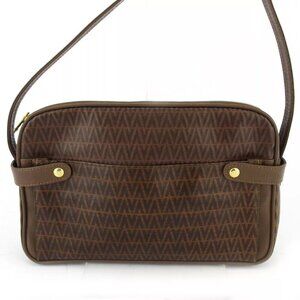 Mario Valentino Shoulder Bag V Mark Pattern PVC ?~ Leather Authentic Used T18514